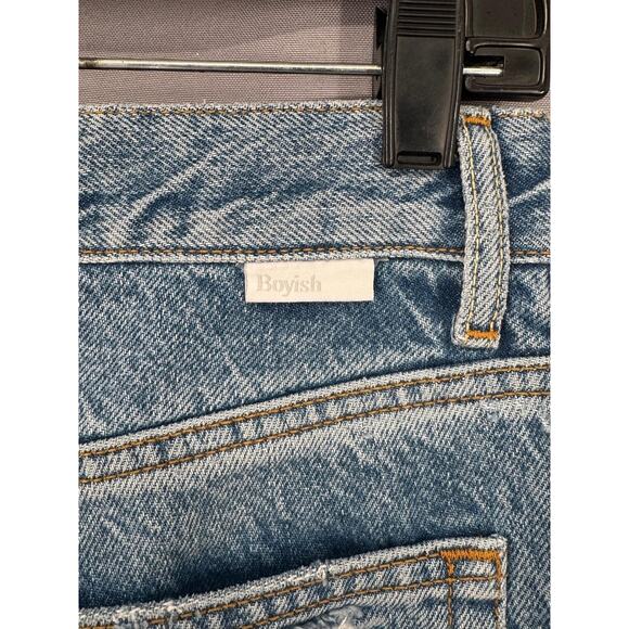 Boyish Jeans Womens 27 Blue The Tommy High Rise Straight Distressed Vegan Denim - Picture 6 of 16